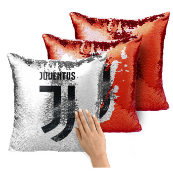 FC Juventus, Μαξιλάρι καναπέ Μαγικό Κόκκινο με πούλιες 40x40cm περιέχεται το γέμισμα