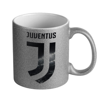 FC Juventus, Κούπα Ασημένια Glitter που γυαλίζει, κεραμική, 330ml