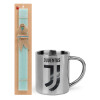 Easter Set, metallic thermal cup (300ml) & aromatic flat Easter candle (30cm) (TURQUOISE)