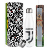 Easter candle, metallic white thermos bottle (500ml) & aromatic flat candle (30cm) (GRAY)