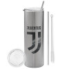 Tumbler stainless steel Silver 600ml, with metal straw & cleaning brush