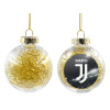 Transparent Christmas tree ball ornament with gold filling 8cm