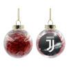 Transparent Christmas tree ball ornament with red filling 8cm