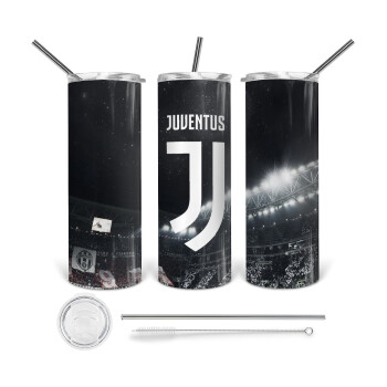 FC Juventus, Tumbler stainless steel 600ml, with metal straw & cleaning brush