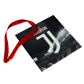 FC Juventus, Χριστουγεννιάτικο στολίδι γυάλινο τετράγωνο 9x9cm