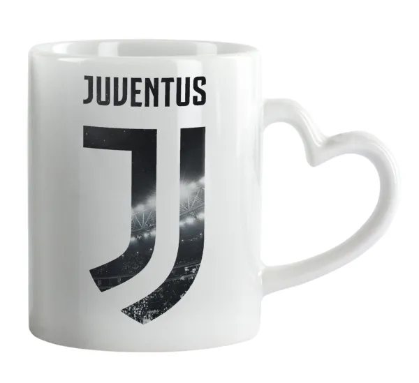 FC Juventus — Κούπα καρδιά χερούλι λευκή, κεραμική, 330ml