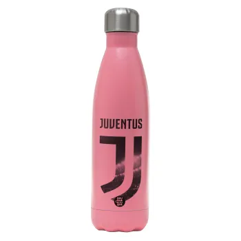 FC Juventus, Μεταλλικό παγούρι θερμός Ροζ Ματ (Stainless steel), διπλού τοιχώματος, 500ml