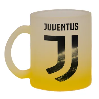 FC Juventus, Κούπα γυάλινη δίχρωμη με βάση το κίτρινο ματ, 330ml