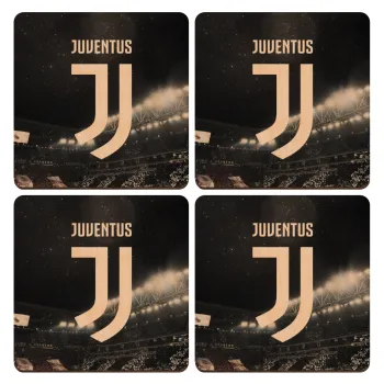 FC Juventus, ΣΕΤ x4 Σουβέρ ξύλινα τετράγωνα plywood (9cm)