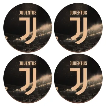 FC Juventus, ΣΕΤ x4 Σουβέρ ξύλινα στρογγυλά plywood (9cm)