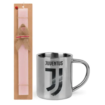 FC Juventus, Easter Set, metallic thermal cup (300ml) & aromatic flat Easter candle (30cm) (PINK)