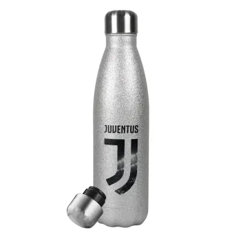 FC Juventus, Metallic Glitter Silver Thermos Flask (Stainless steel), double-walled, 500ml