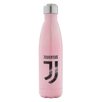 FC Juventus, Μεταλλικό παγούρι θερμός Ροζ Ιριδίζον (Stainless steel), διπλού τοιχώματος, 500ml