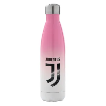 FC Juventus, Μεταλλικό παγούρι θερμός Ροζ/Λευκό (Stainless steel), διπλού τοιχώματος, 500ml