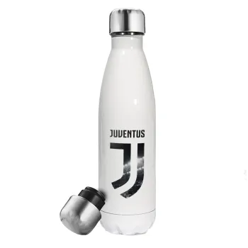 FC Juventus, Μεταλλικό παγούρι θερμός Λευκό (Stainless steel), διπλού τοιχώματος, 500ml