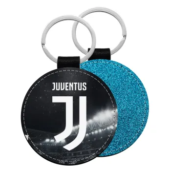 FC Juventus, Μπρελόκ Δερματίνη, στρογγυλό ΜΠΛΕ (5cm)