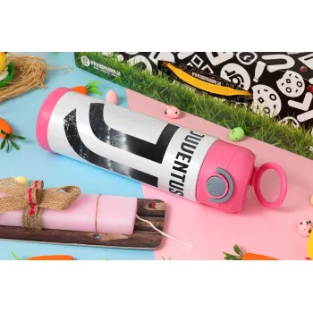 FC Juventus, Easter candle, Childrens hot water bottle, stainless steel, with safety straw, PINK (500ml)