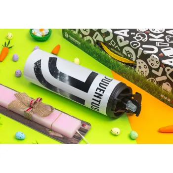 FC Juventus, Πασχαλινή Λαμπάδα με Travel Tumbler θερμό με διπλό καπάκι (600ml, BPA free) & κερί αρωματικό πλακέ (30cm) (ΡΟΖ)