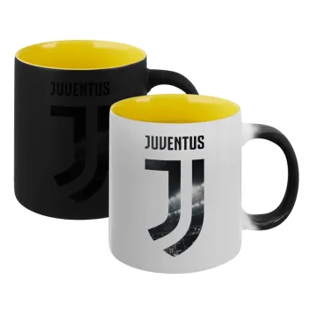 FC Juventus, Κούπα Μαγική εσωτερικό κίτρινη, κεραμική 330ml που αλλάζει χρώμα με το ζεστό ρόφημα