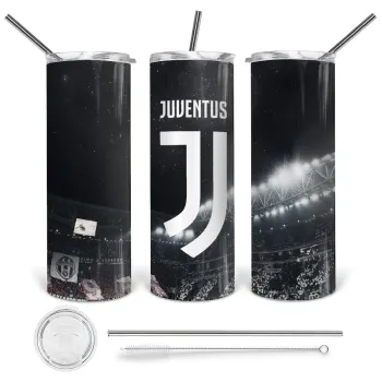 FC Juventus, Tumbler stainless steel 600ml, with metal straw & cleaning brush