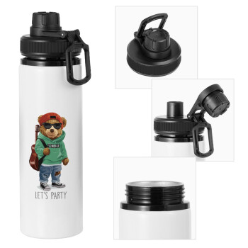 Let's Party Bear, Metal water bottle with safety cap, aluminum 850ml