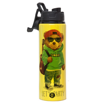Let's Party Bear, Μεταλλικό παγούρι νερού με καπάκι ασφαλείας, αλουμινίου 850ml