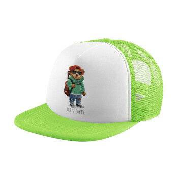 Let's Party Bear, Καπέλο Soft Trucker με Δίχτυ Πράσινο/Λευκό