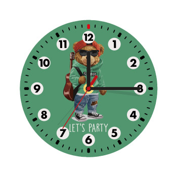 Let's Party Bear, Wooden wall clock (20cm)