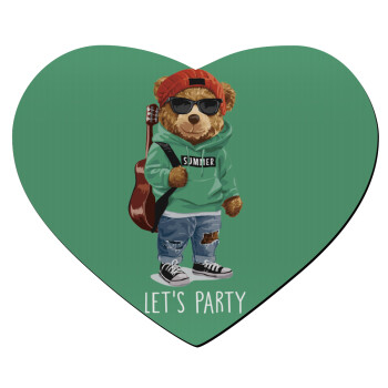 Let's Party Bear, Mousepad heart 23x20cm
