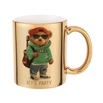 Let's Party Bear, Mug ceramic, gold mirror, 330ml