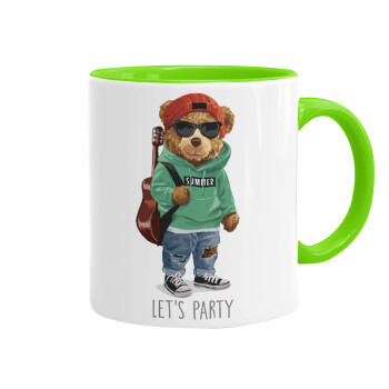 Let's Party Bear, Mug colored light green, ceramic, 330ml