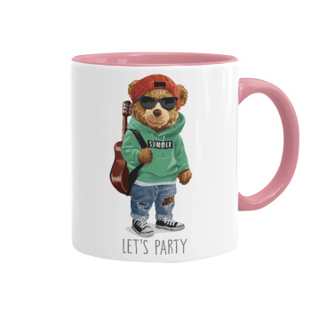 Let's Party Bear, Κούπα χρωματιστή ροζ, κεραμική, 330ml