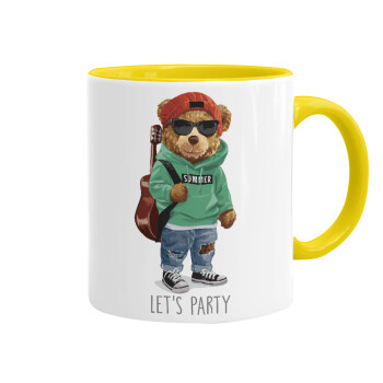 Let's Party Bear, Mug colored yellow, ceramic, 330ml