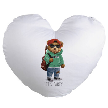 Let's Party Bear, Μαξιλάρι καναπέ καρδιά 40x40cm περιέχεται το  γέμισμα