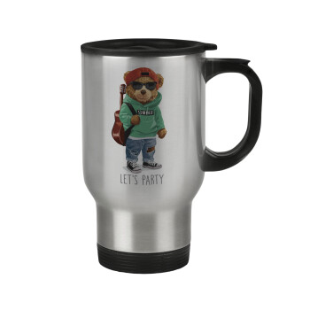 Let's Party Bear, Stainless steel travel mug with lid, double wall 450ml