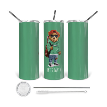 Let's Party Bear, Tumbler stainless steel 600ml, with metal straw & cleaning brush