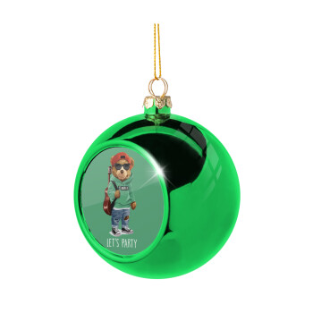 Let's Party Bear, Χριστουγεννιάτικη μπάλα δένδρου Πράσινη 8cm