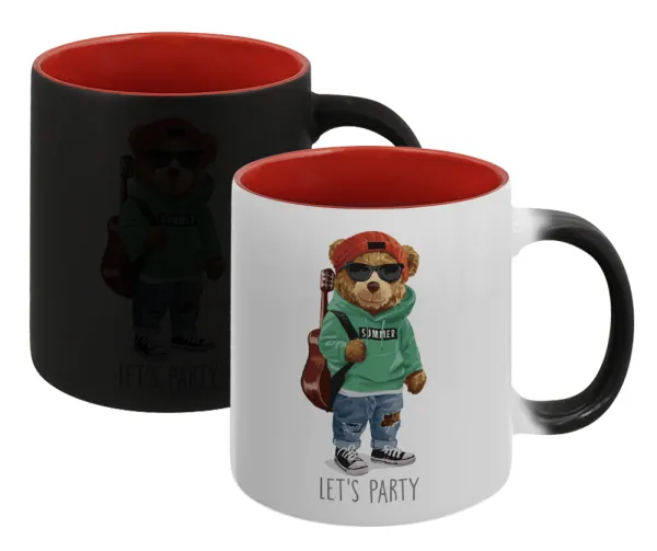 Let's Party Bear — Κούπα Μαγική εσωτερικό κόκκινο, κεραμική, 330ml που αλλάζει χρώμα με το ζεστό ρόφημα