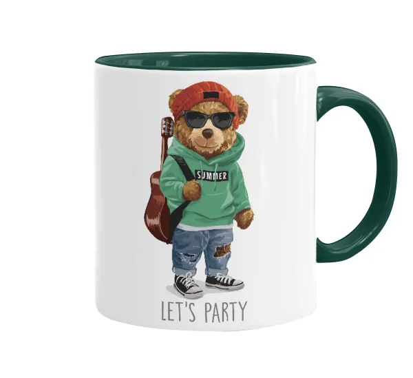 Let's Party Bear — Κούπα χρωματιστή πράσινη, κεραμική, 330ml
