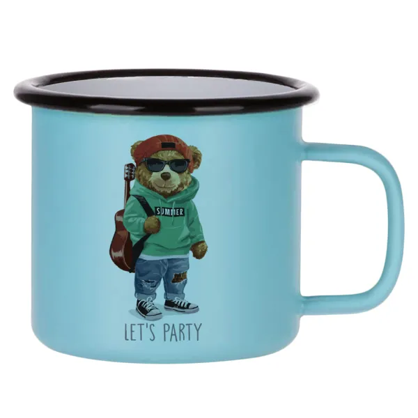 Let's Party Bear — Κούπα Μεταλλική εμαγιέ ΜΑΤ σιέλ 360ml