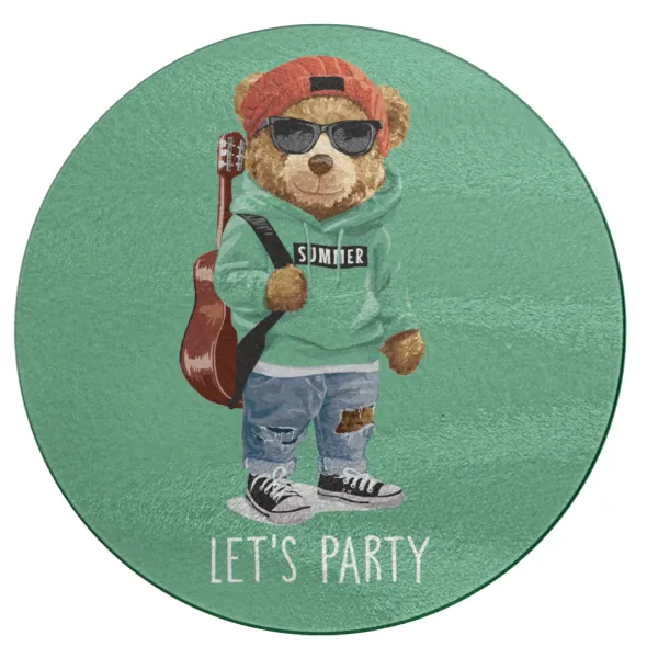Let's Party Bear — Επιφάνεια κοπής γυάλινη στρογγυλή (30cm)