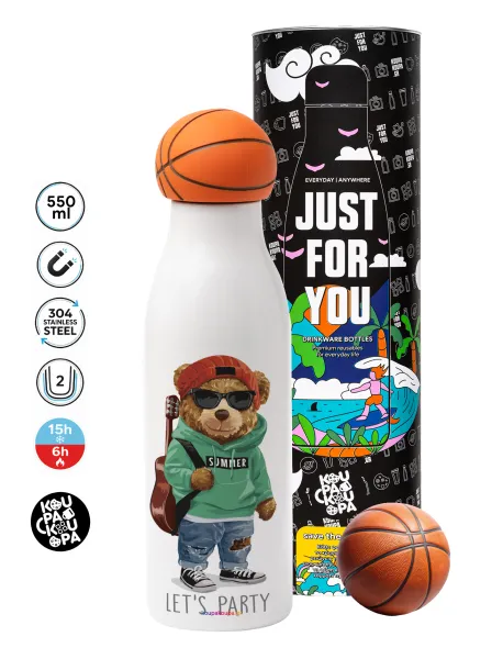 Let's Party Bear — Bascetball Metal mug thermos, double wall, 550ml