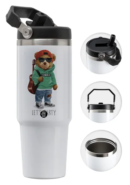 Let's Party Bear — 30oz stainless Steel Tumbler with Handle