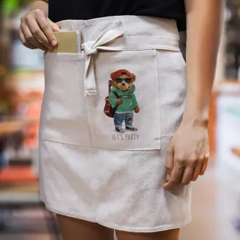 Let's Party Bear, Ποδιά Μέσης με διπλή τσέπη Barista/Bartender, Beige