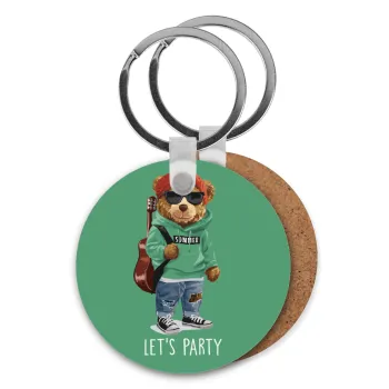 Let's Party Bear, Μπρελόκ Ξύλινο στρογγυλό MDF Φ5cm