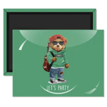 Let's Party Bear, Ορθογώνιο μαγνητάκι ψυγείου διάστασης 9x6cm