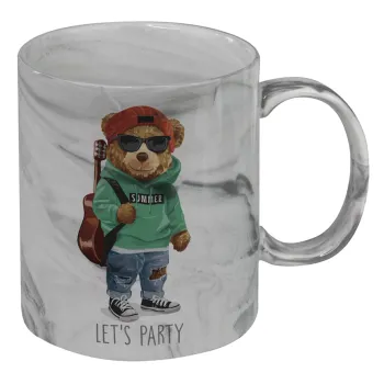 Let's Party Bear, Κούπα κεραμική, marble style (μάρμαρο), 330ml