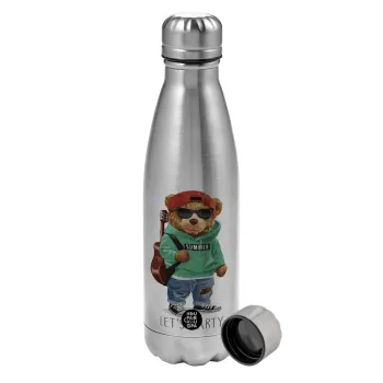 Let's Party Bear, Metallic water bottle, stainless steel, 750ml