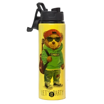 Let's Party Bear, Μεταλλικό παγούρι νερού με καπάκι ασφαλείας, αλουμινίου 850ml