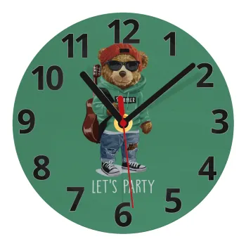 Let's Party Bear, Ρολόι τοίχου γυάλινο (20cm)